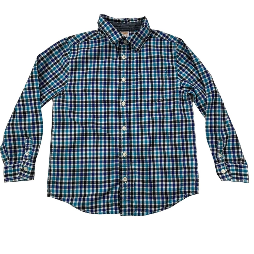 Gymboree Boys Kids Plaid Button Down Long Sleeve Shirt‎ Size Medium 7-8